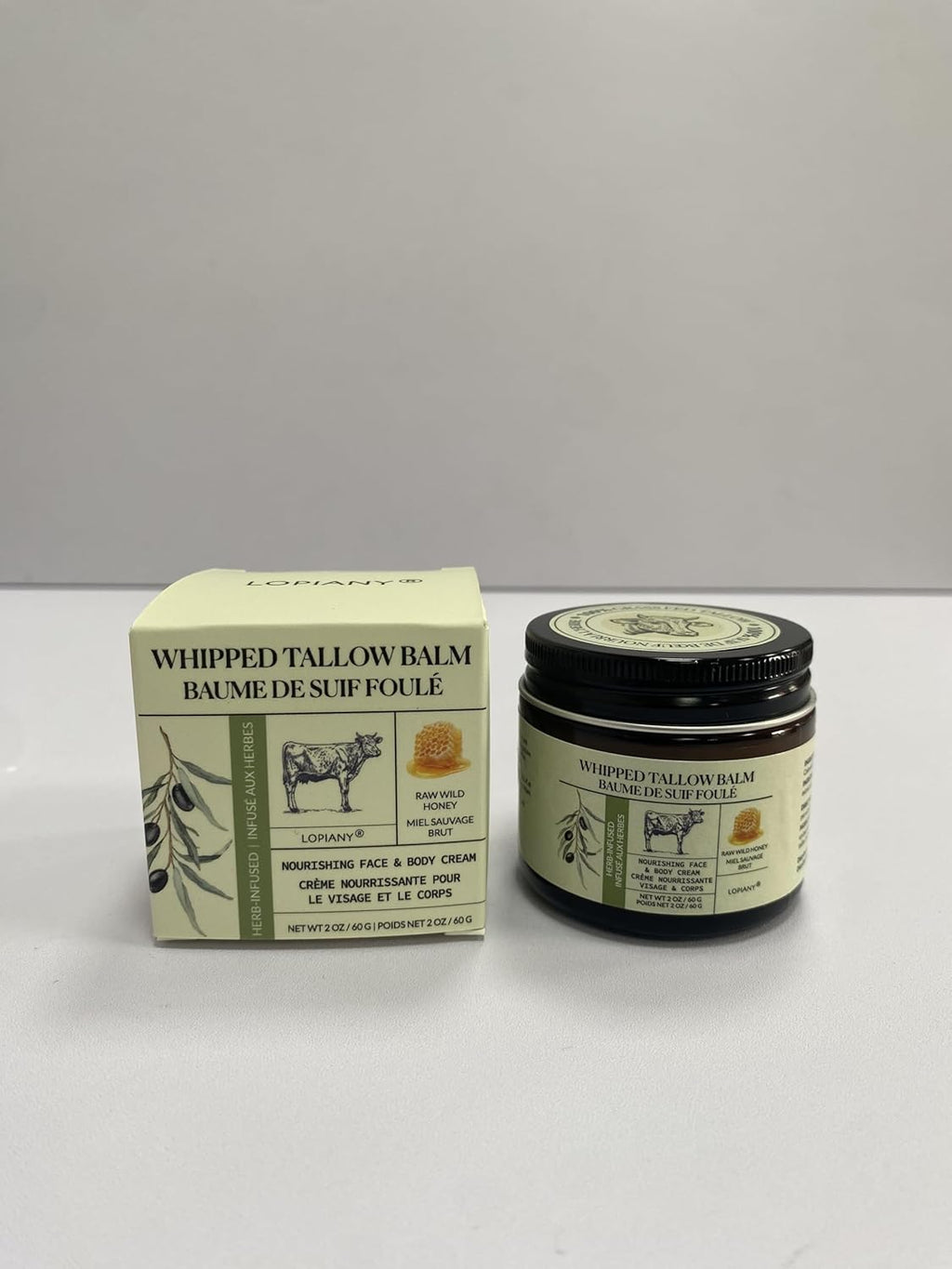 Nourishing Beef Tallow & Honey Balm - All-Natural Moisturizer for Face & Body - Hydrates & Revitalizes Skin - Grass Fed Whipped Balm with Raw Wild Honey (2Oz)