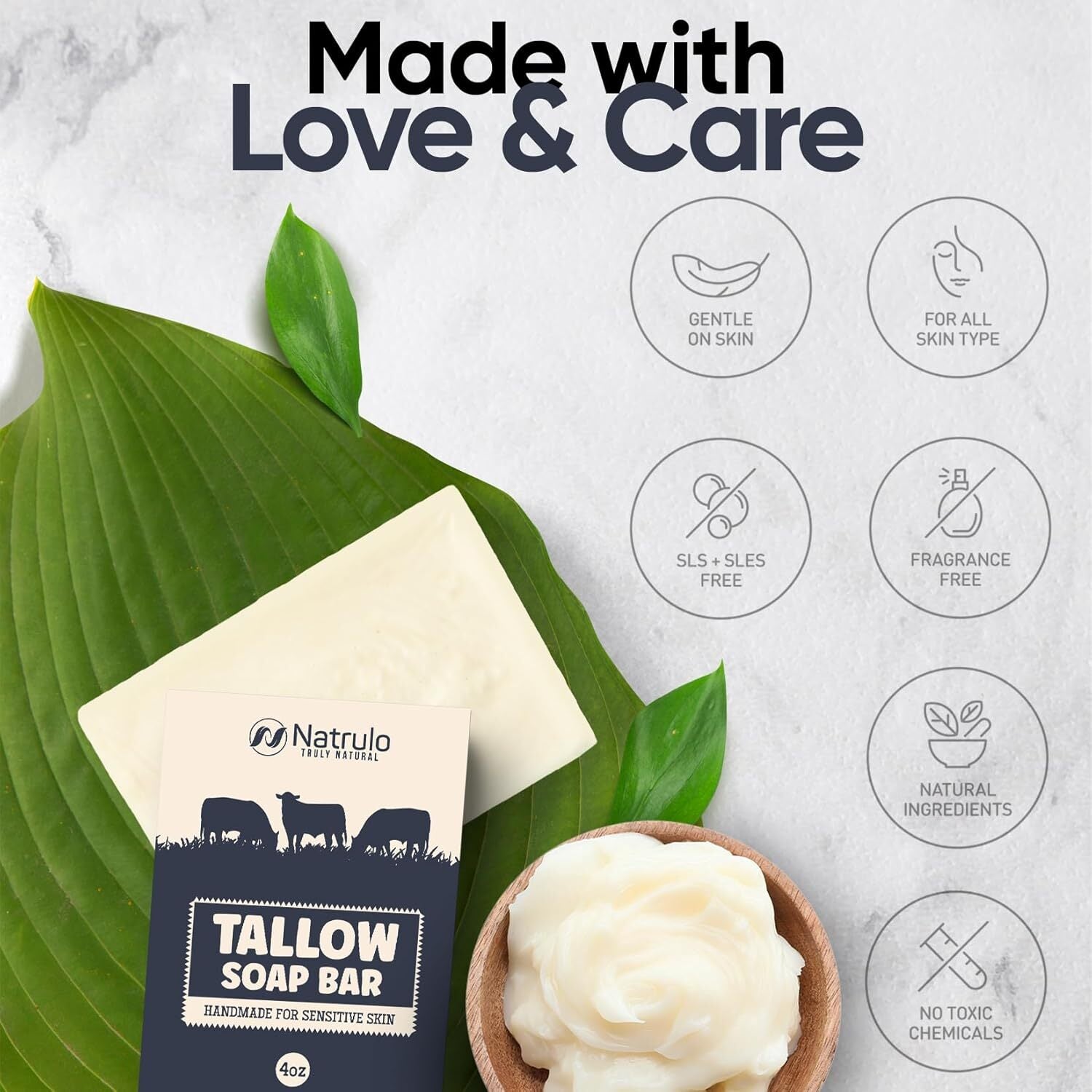 Indulge in Nourishing Moisture with Our Unscented Beef Tallow Soap Bar – All Natural, Grass Fed, Handcrafted for Sensitive Skin